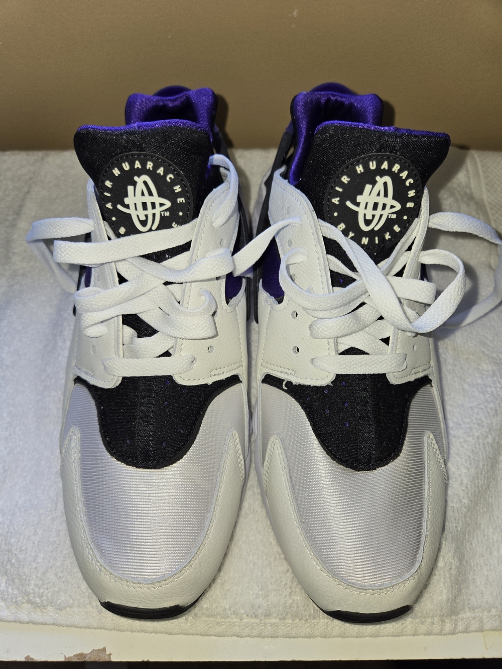 Nike Air Huarache White Black Purple Sneakers